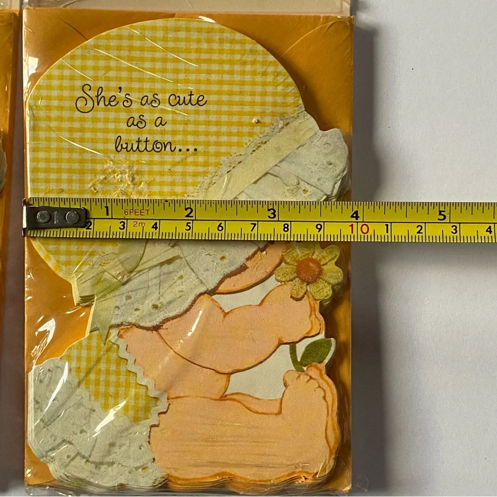Vintage Hallmark Birth Announcements Sealed Pack Baby Girl Yellow Gingham Daisy